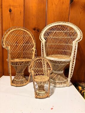 ✨ VINTAGE BOHO CHIC MINI PEACOCK CHAIR SET ✨